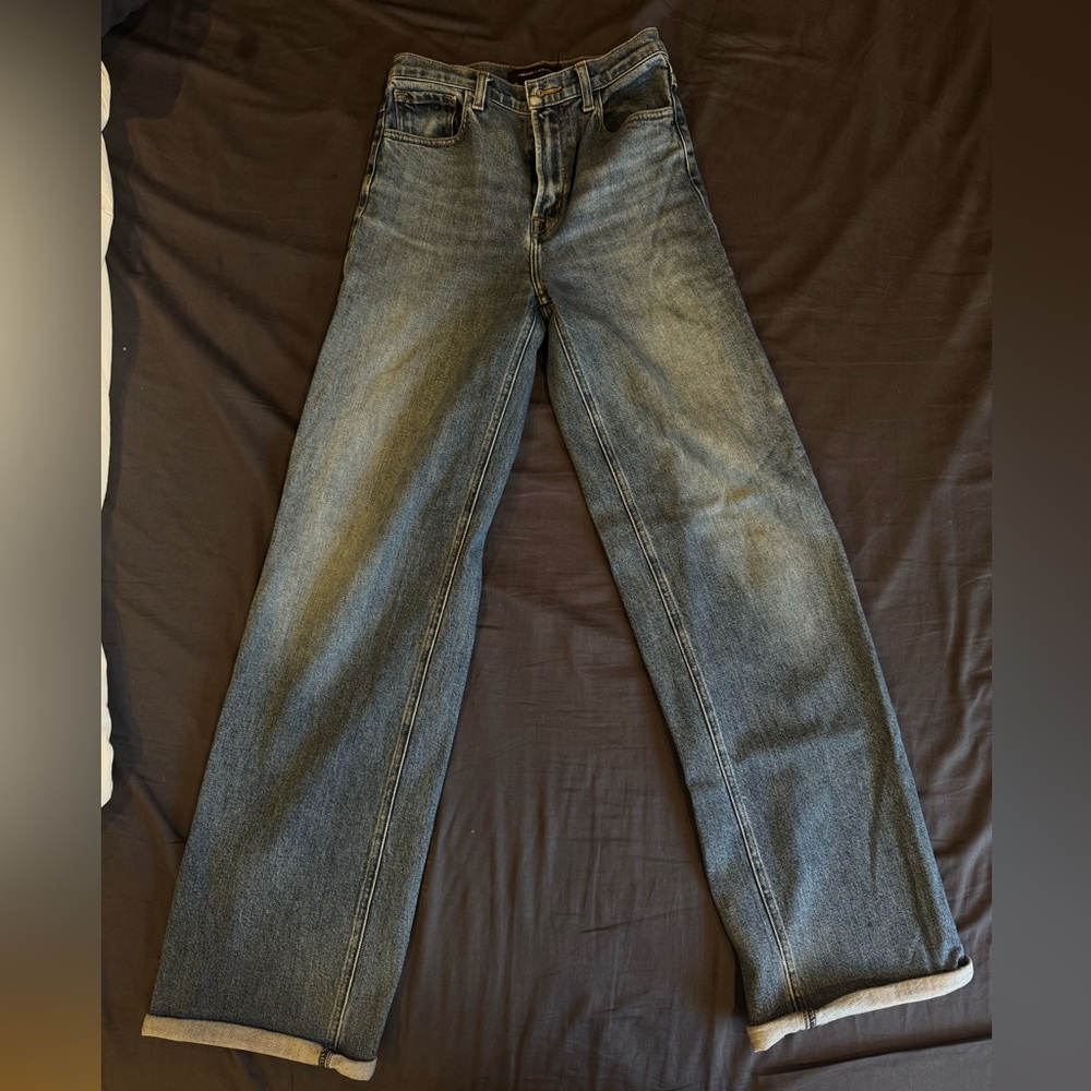 J Brand and Elsa Hosk collab straight wide led jeans